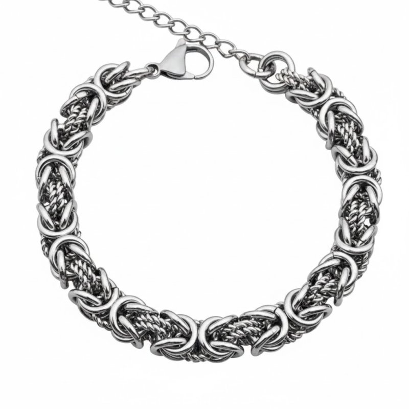 Bransoletka srebrna męska splot królewski 21 cm stal szlachetna 316L