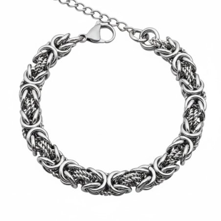 Bransoletka srebrna męska splot królewski 21 cm stal szlachetna 316L