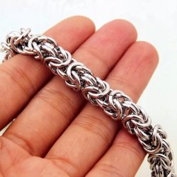 Bransoletka srebrna męska splot królewski 21 cm stal szlachetna 316L