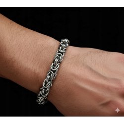 Bransoletka srebrna męska splot królewski 21 cm stal szlachetna 316L