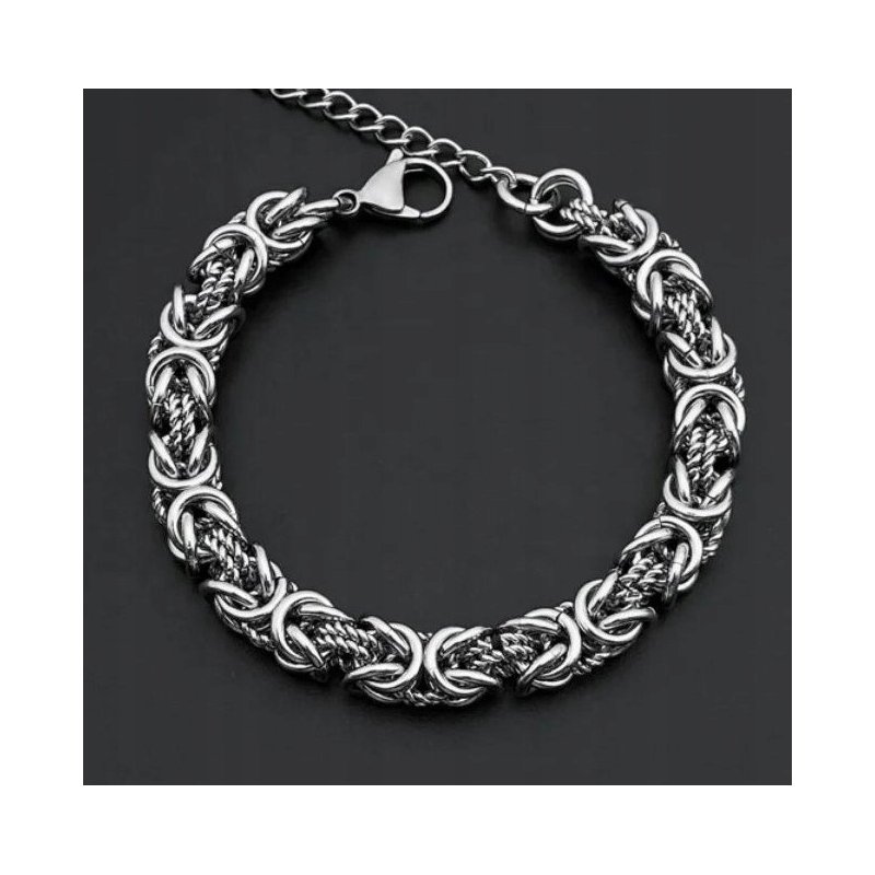 Bransoletka srebrna męska splot królewski 21 cm stal szlachetna 316L