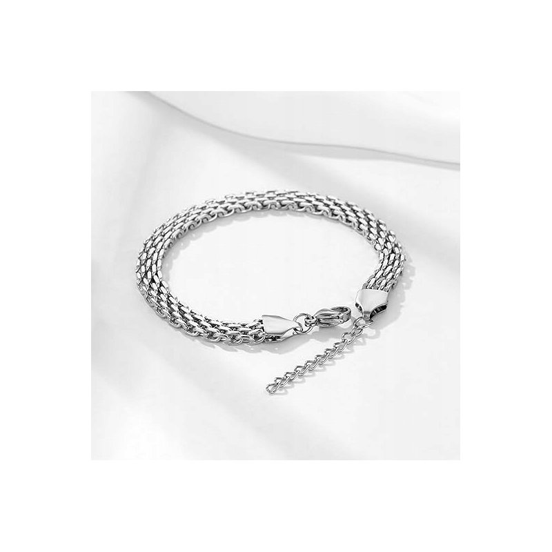 Bransoletka srebrna damska bismark 17,5 cm stal szlachetna chirurgiczna 316L