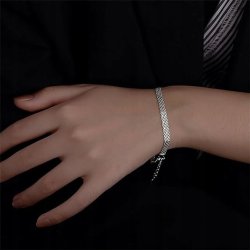 Bransoletka srebrna damska bismark 17,5 cm stal szlachetna chirurgiczna 316L