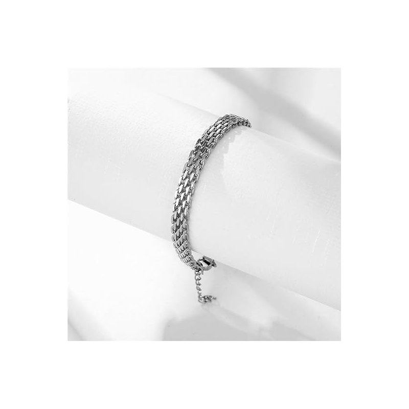 Bransoletka srebrna damska bismark 17,5 cm stal szlachetna chirurgiczna 316L