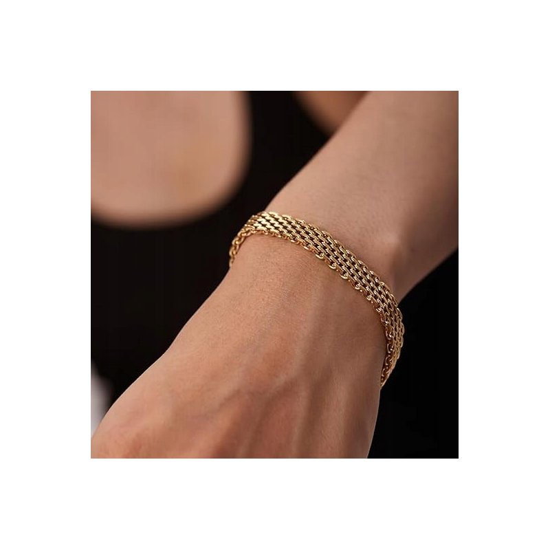 Bransoletka damska pozłacana splot bismark 17,5 cm stal chirurgiczna 316L