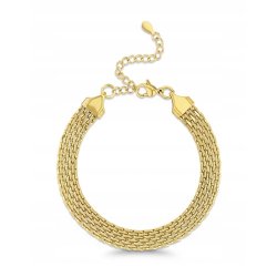 Bransoletka damska pozłacana splot bismark 17,5 cm stal chirurgiczna 316L