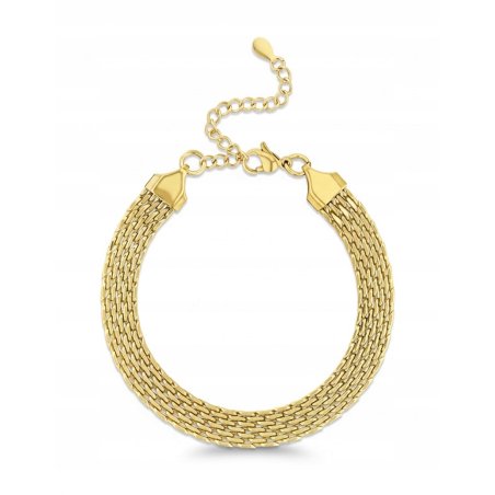 Bransoletka damska pozłacana splot bismark 17,5 cm stal chirurgiczna 316L
