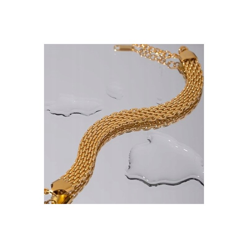 Bransoletka damska pozłacana splot bismark 17,5 cm stal chirurgiczna 316L
