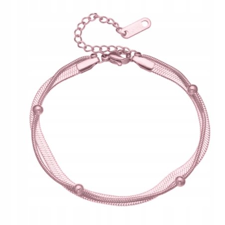 Bransoletka pozłacana damska podwójna kulki stal chirurgiczna 316L 22 cm