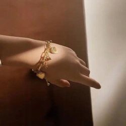 Bransoletka damska pozłacana na rękę stal szlachetna chirurgiczna 316L 21cm