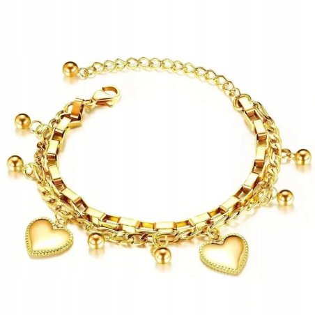 Bransoletka damska pozłacana na rękę stal szlachetna chirurgiczna 316L 21cm