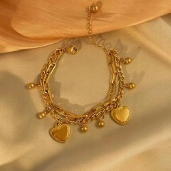 Bransoletka damska pozłacana na rękę stal szlachetna chirurgiczna 316L 21cm