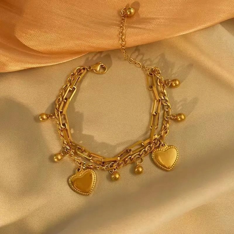 Bransoletka damska pozłacana na rękę stal szlachetna chirurgiczna 316L 21cm