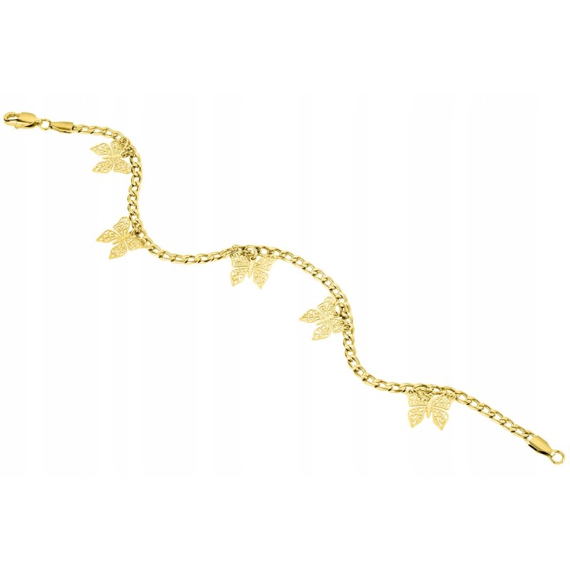 Bransoletka pozłacana damska na nogę kostkę stopę motylki stal szlachetna