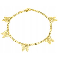 Bransoletka pozłacana damska na nogę kostkę stopę motylki stal szlachetna