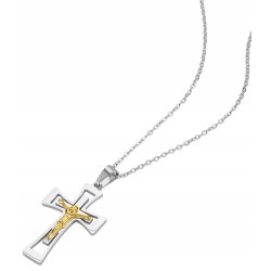 Łańcuszek męski z krzyżykiem srebrny krzyż naszyjnik stal szlachetna 50 cm