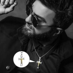 Łańcuszek męski z krzyżykiem srebrny krzyż naszyjnik stal szlachetna 50 cm