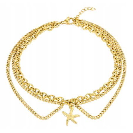 Bransoletka damska pozłacana rozgwiazda na nogę stopę kostkę stal szlachetna 316L