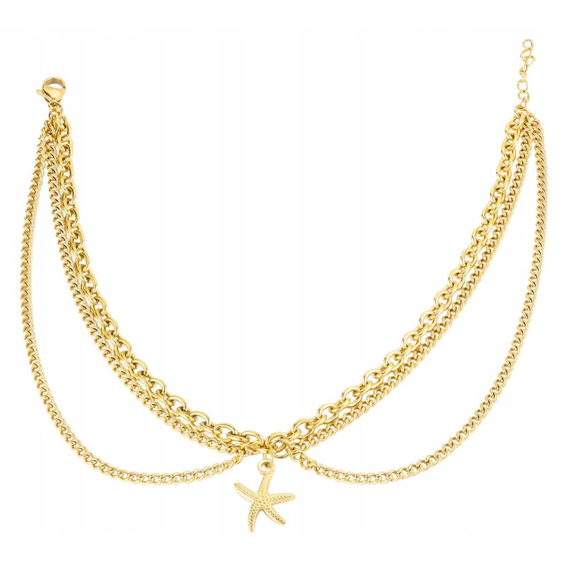 Bransoletka damska pozłacana rozgwiazda na nogę stopę kostkę stal szlachetna 316L