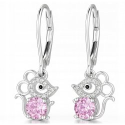 Srebrne kolczyki myszki cyrkonia srebro próba 925 angielskie zapięcie