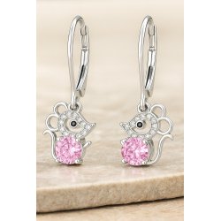 Srebrne kolczyki myszki cyrkonia srebro próba 925 angielskie zapięcie