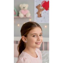 Srebrne kolczyki misie serce cyrkonia srebro próba 925 sztyfty wkrętki