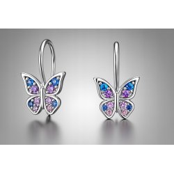 Srebrne kolczyki motylki cyrkonia srebro próba 925 angielskie zapięcie