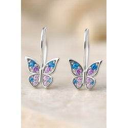 Srebrne kolczyki motylki cyrkonia srebro próba 925 angielskie zapięcie