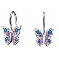 Srebrne kolczyki motylki cyrkonia srebro próba 925 angielskie zapięcie