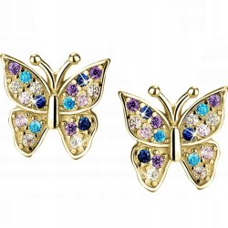 Srebrne kolczyki motylki dla dziewczynki srebro pozłacane 925