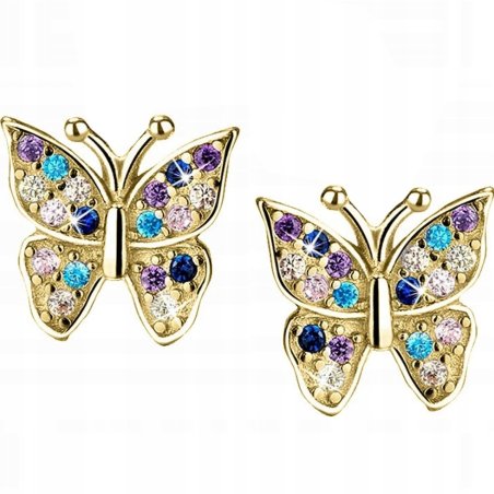 Srebrne kolczyki motylki dla dziewczynki srebro pozłacane 925