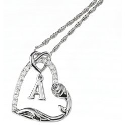 Srebrny Naszyjnik 925 Serce z Literką 585 Kwiat Życia Róża Litera A