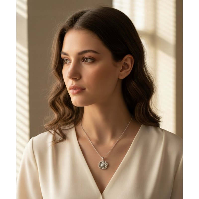 Srebrny Naszyjnik Kwiat słonecznik srebro 925