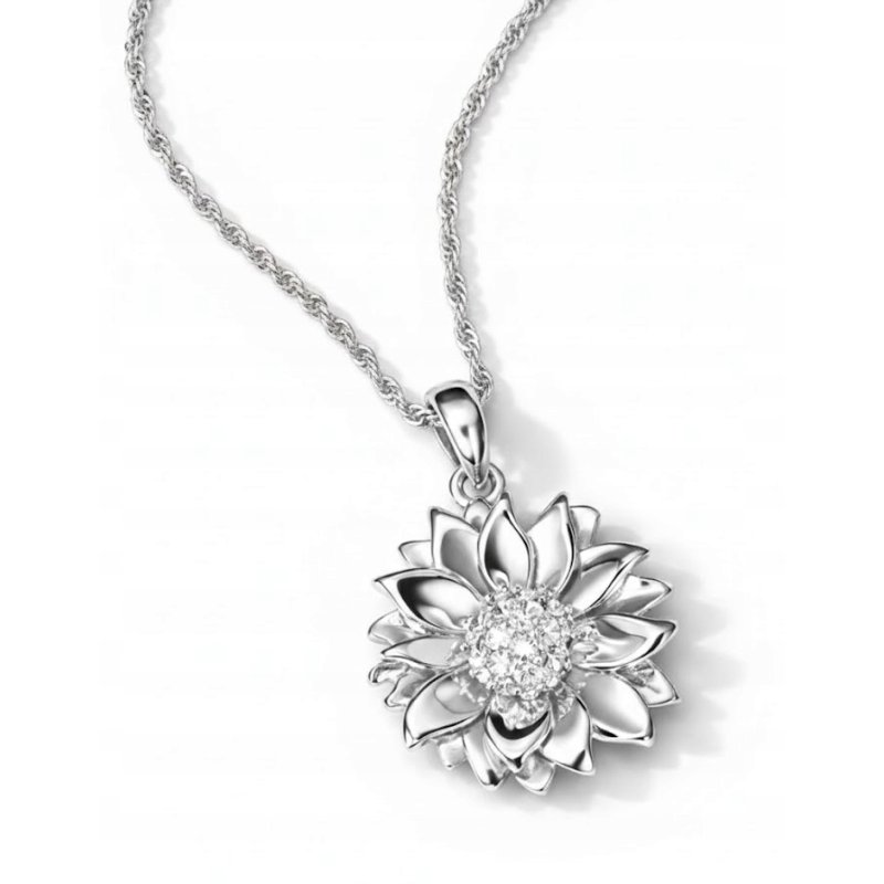 Srebrny Naszyjnik Kwiat słonecznik srebro 925