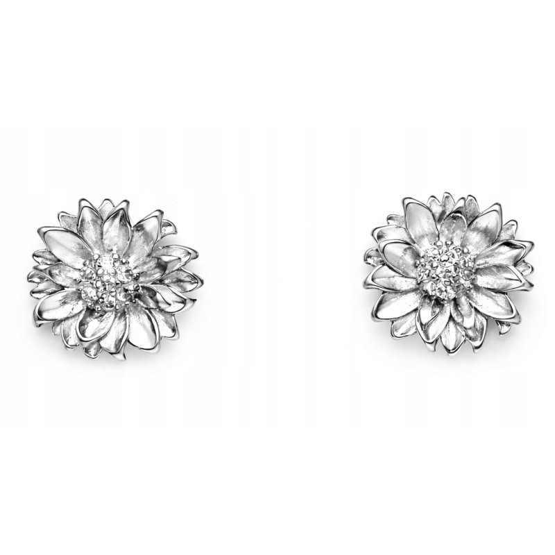 Srebrne kolczyki kwiatki słoneczniki srebro próba 925 sztyfty wkrętki