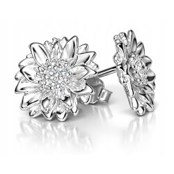 Srebrne kolczyki kwiatki słoneczniki srebro próba 925 sztyfty wkrętki