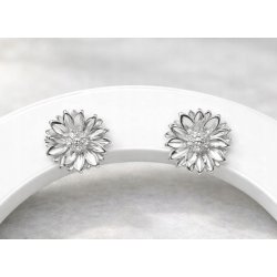 Srebrne kolczyki kwiatki słoneczniki srebro próba 925 sztyfty wkrętki