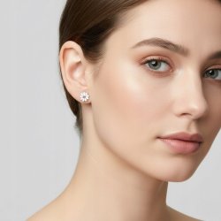 Srebrne kolczyki kwiatki stokrotki srebro próba 925 sztyfty wkrętki