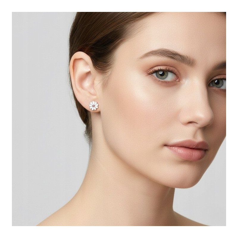 Srebrne kolczyki kwiatki stokrotki srebro próba 925 sztyfty wkrętki