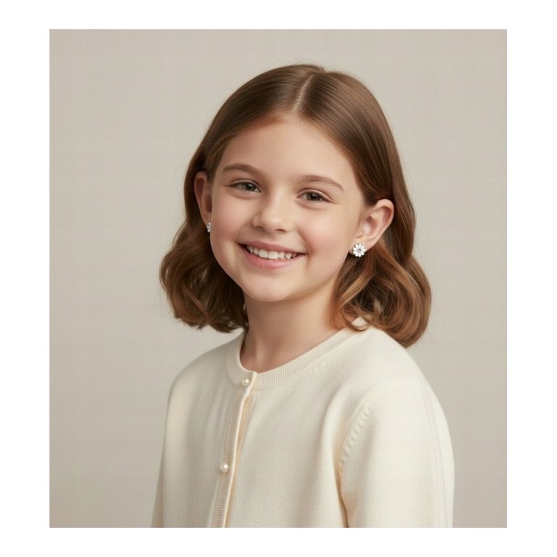 Srebrne kolczyki kwiatki stokrotki srebro próba 925 sztyfty wkrętki