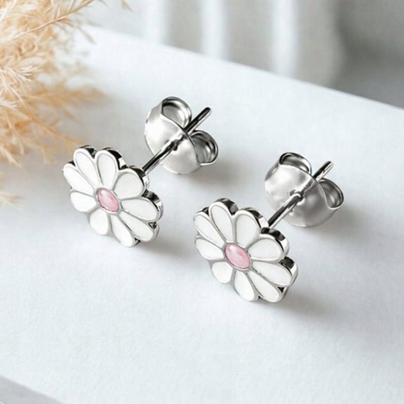 Srebrne kolczyki kwiatki stokrotki srebro próba 925 sztyfty wkrętki