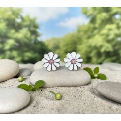 Srebrne kolczyki kwiatki stokrotki srebro próba 925 sztyfty wkrętki