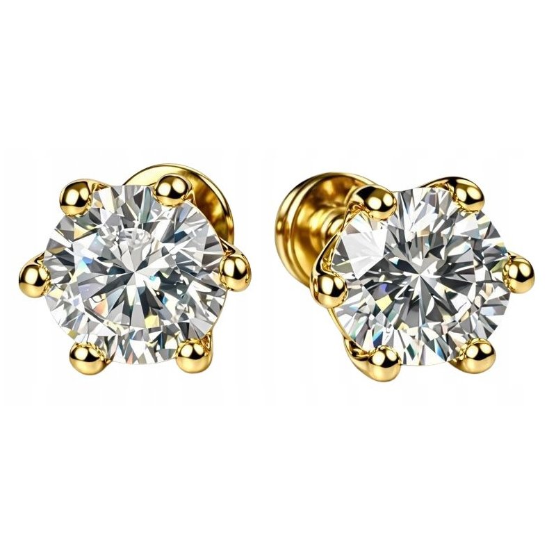 Kolczyki srebrne pozłacane srebro 925 wkrętki sztyfty z cyrkonią