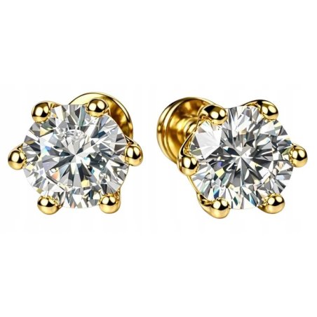 Kolczyki srebrne pozłacane srebro 925 wkrętki sztyfty z cyrkonią