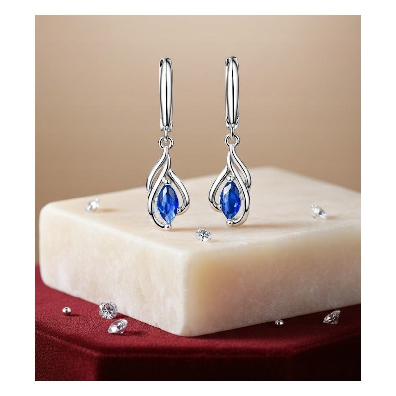 Długie wiszące srebrne kolczyki łezki srebro próba 925 angielskie