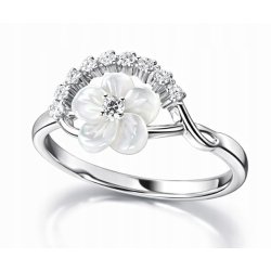 Pierścionek srebrny kwiat z cyrkonią regulowany damski srebro próba 925