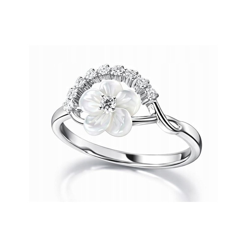Pierścionek srebrny kwiat z cyrkonią regulowany damski srebro próba 925