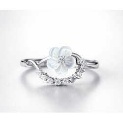 Pierścionek srebrny kwiat z cyrkonią regulowany damski srebro próba 925