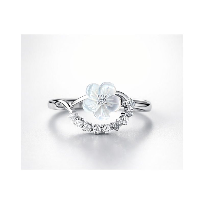 Pierścionek srebrny kwiat z cyrkonią regulowany damski srebro próba 925