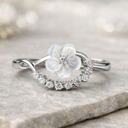 Pierścionek srebrny kwiat z cyrkonią regulowany damski srebro próba 925